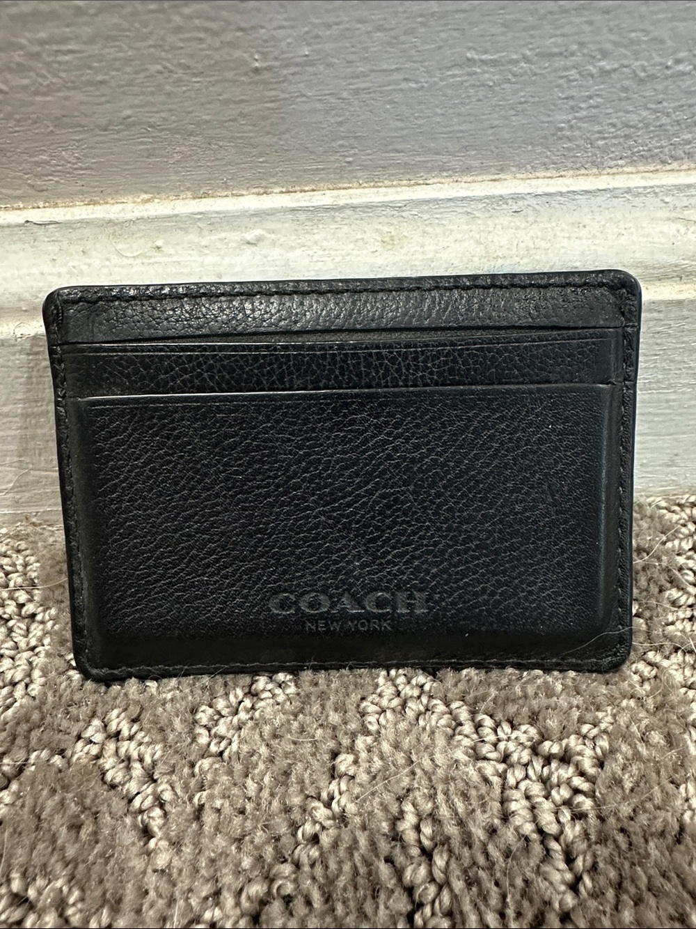 Coach Black Pebbled Leather Card Holder